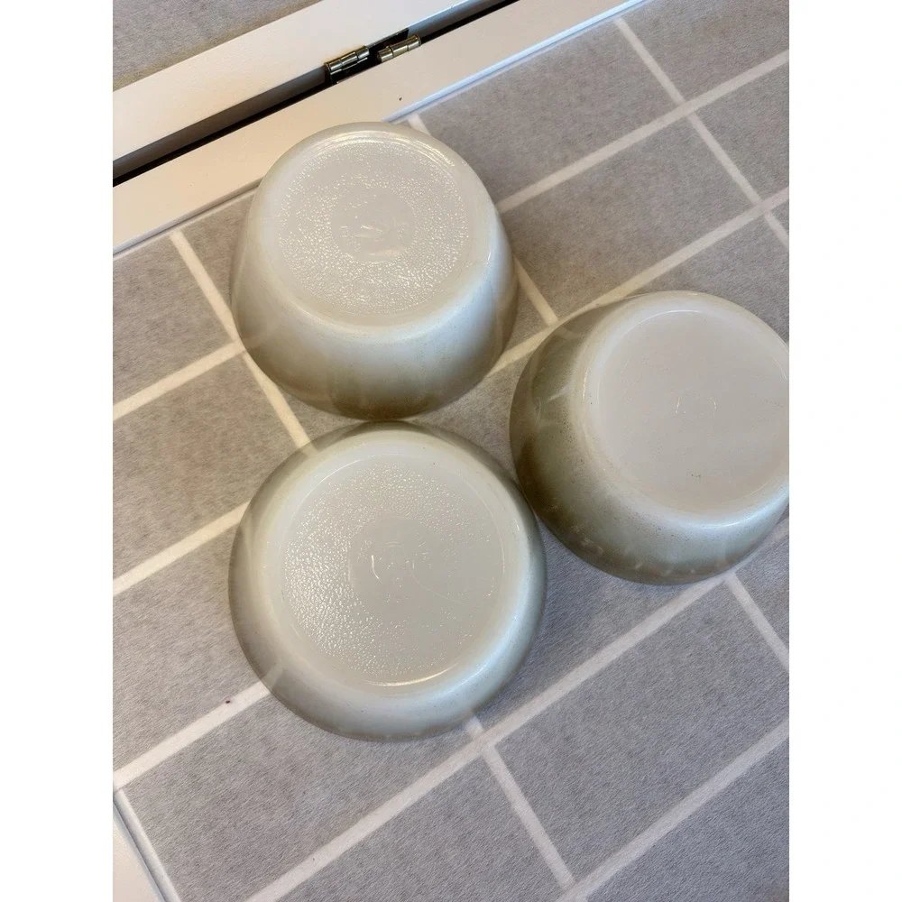 Set Of 3 Vintage Federal Glass Mesa Bowls - Brown Ombre‎ Milk Glass - 1950s MCM